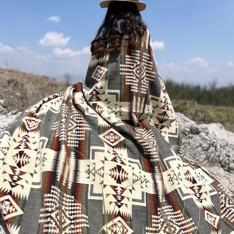 Tribal Blanket | Plaid Tribale Lana e Cotone 200x100 | Boho Etnico