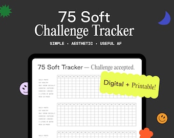 75 Soft Tracker Digital PDF, 75 Soft Tracker Printable, 75 Soft Template, 75 Challenge Tracker, Fitness Journal, 75 Soft Challenge