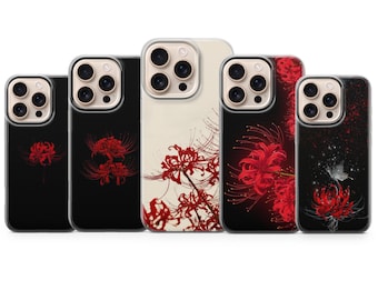 Spider Lily Phone Case – Red Lilies Cover for iPhone 17 16 15 14 Pro Max, Samsung S25 S24 S23, Pixel 9