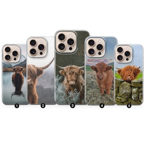 Highland Kuh Handyhülle Bauernhof Tier Cover für iPhone 16 Pro Max, 15 Plus, 14, 13, 12, 11, XS & Samsung S24, S23, A55, A54, Pixel 9 Pro, 8