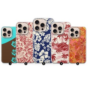 Hawaiian Print Phone Case Lei Shell Cover Aloha Case for iPhone 16 Pro Max, 15 Plus, 14, 13, 12, 11, XS & Samsung S24, S23, A55, A54, Pixel9
