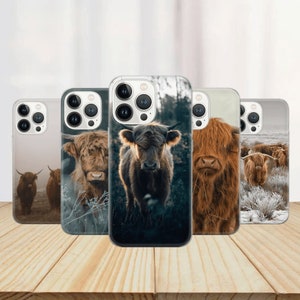 Highland cow Phone Case Farmer Gift Cover for iPhone 16 Pro Max, 15 Plus, 14, 13, 12, 11, XS & Samsung S24, S23, A55, A54, Pixel 9 Pro, 8