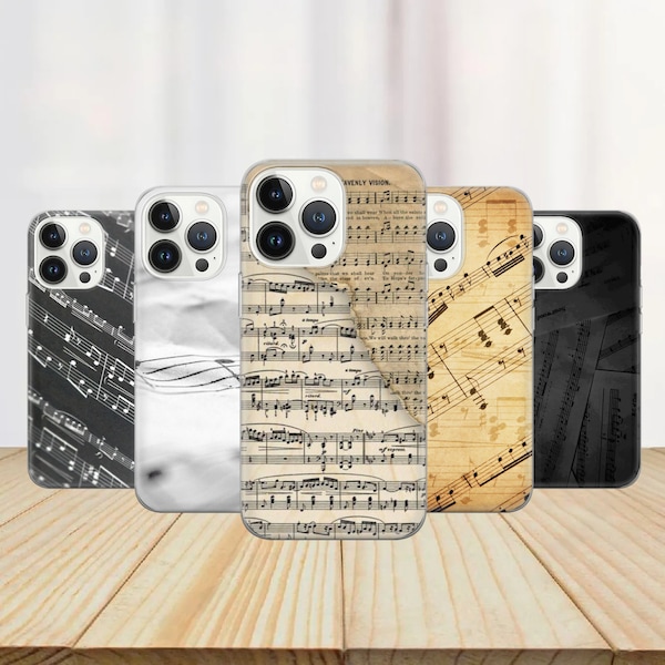 Sheet music Phone Case Musical notes Melody Cover for iPhone 14 13 12 Pro 11 XR 8 7, Samsung S23 S22 A73 A53 A13 A14 S21 Fe S20, Pixel 7 6A