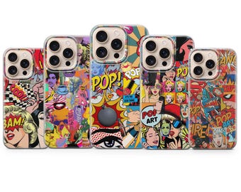 Pop Art Phone Case – Colorful Retro Comic Aesthetic Cover for iPhone 17 16 15 14 Pro Max, Samsung S25 S24 S23, Pixel 9 Pro