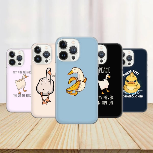 Funny duck Phone Case Funny Goose Cover for iPhone 14 13 12 Pro 11 XR 8 7, Samsung S23 S22 A73 A53 A13 A14 S21 Fe S20, Pixel 7 6A