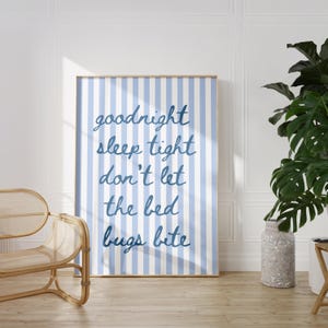 Godnatt, sov gott-tryck: Blå väggkonst för barnrum (digital nedladdning)