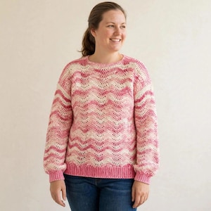 Boho Ripple Wave Crochet Sweater Pattern | Oversized Women Pullover (PDF Download)