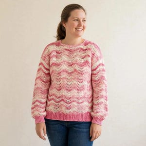 Boho Ripple Wave Crochet Sweater Pattern | Oversized Women Pullover (PDF Download)