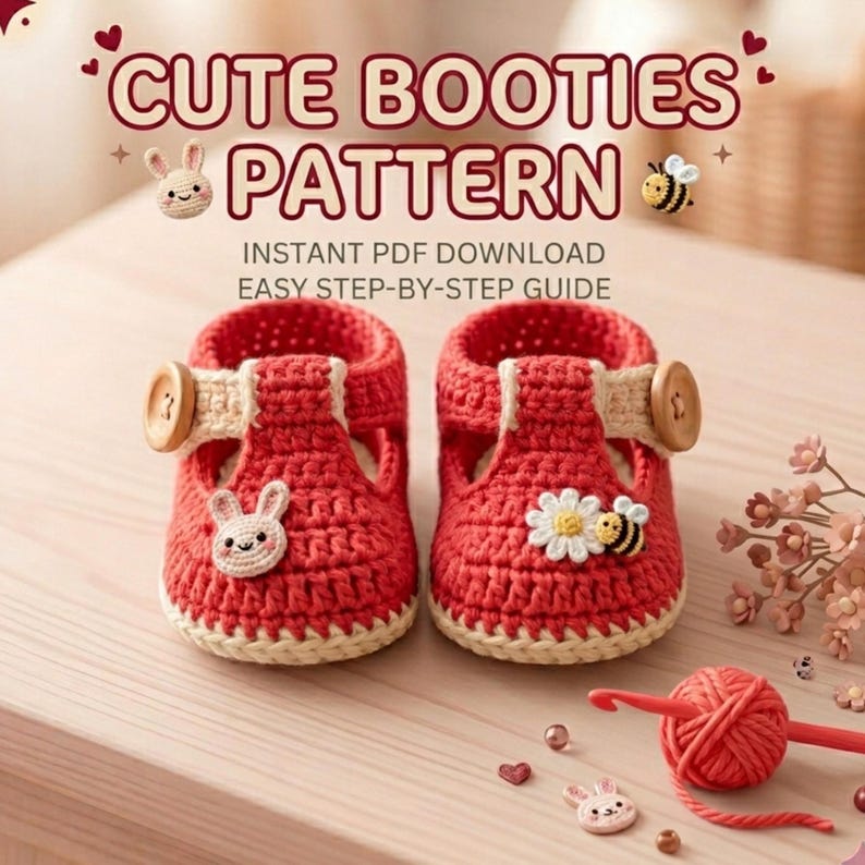 Easy Crochet Baby Booties Pattern PDF | Quick & Easy Guide | Beginner Friendly | Newborn Shoes image 1