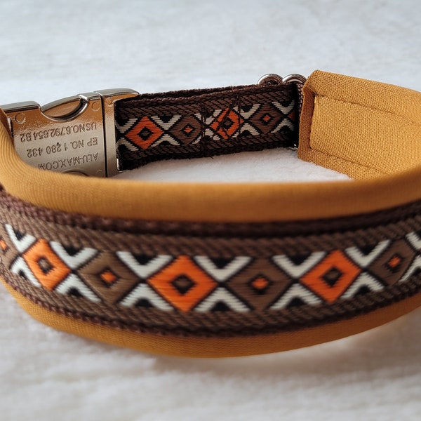 Hundehalsband, Halsband, Retro, Orange/Caramel, Neopren, Aluklickverschluss