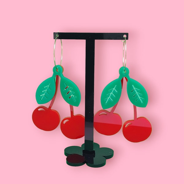 Cute cherries earrings laser SVG