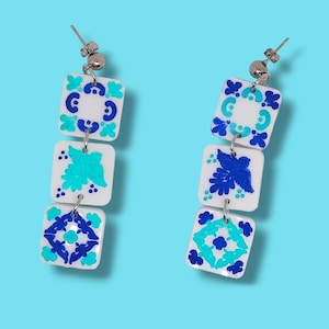 Three tiles earrings laser SVG