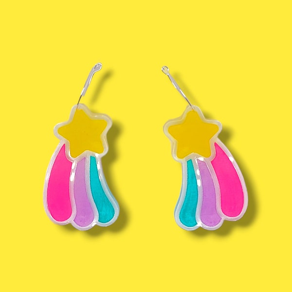 Cute kawaii shooting star earrings laser SVG