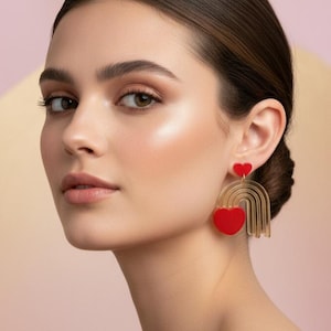 Pendientes de corazón de arcoíris con láser SVG