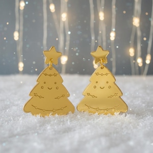 Pendientes Kawaii de árbol de Navidad cortados con láser SVG (Descarga digital)