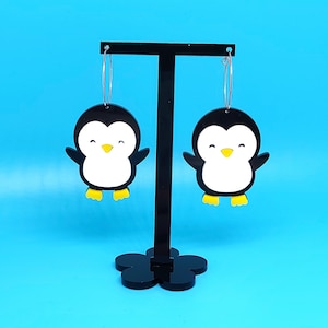 Lindo pingüino pendientes láser SVG