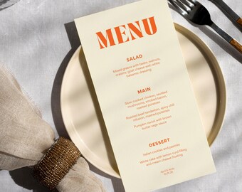Bold Colorful Wedding Menu Template | Editable in Canva | Printable Reception Menu