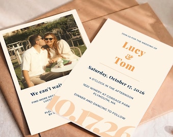 Bold Retro Wedding Invitation Template | Editable in Canva | Digital Download