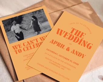 Bold Colorful Wedding Invitation Template | Editable in Canva | Digital Download