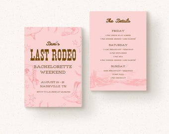 Last Rodeo Bachelorette Party Invitation | Western Bachelorette Invite & Weekend Itinerary (Digital Download)