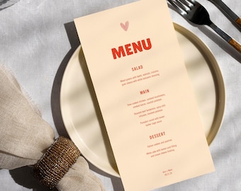 Bold Retro Wedding Menu Template | Editable in Canva | Printable Reception Menu