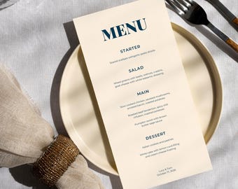 Bold Retro Wedding Menu Template | Editable in Canva | Printable Reception Menu