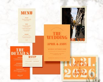 Bold Colorful Full Digital Wedding Suite Template | Editable in Canva | Wedding Invitation Bundle