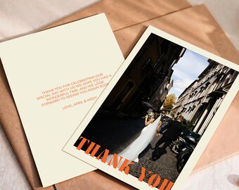 Bold Colorful Wedding Thank You Card Template | Editable in Canva | Printable Digital Download