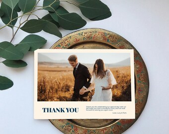 Bold Retro Wedding Thank You Card Template | Editable in Canva | Printable Digital Download