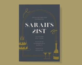 Editable 21st Birthday Invitation Template | Sarah's Celebration Invite (Digital Download)