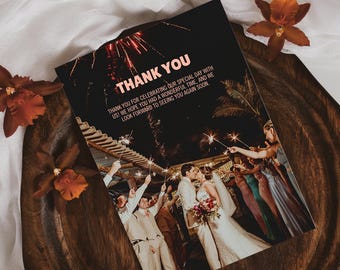 Bold Retro Wedding Thank You Card Template | Editable in Canva | Printable Digital Download