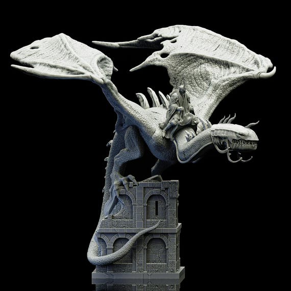 Witch King on Fell Beast STL File for 3D Printers - High Quality, Detailed, Supported Version, Instant Digital Download