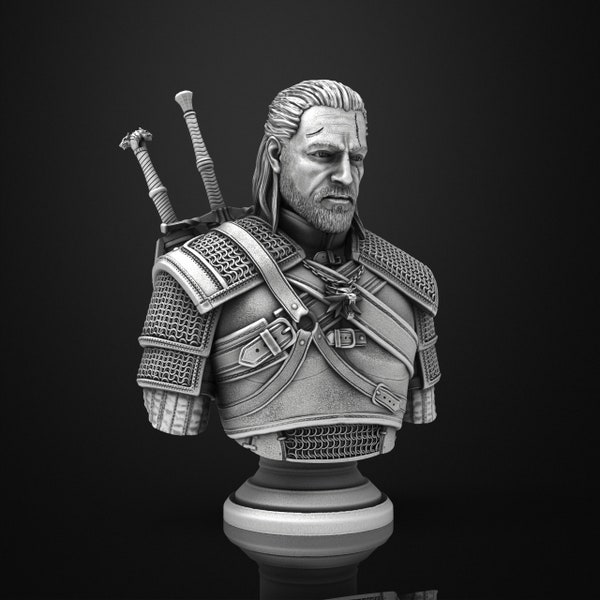 Witcher - Geralt of Rivia - Bust - High quality STL - 3D Digital Printing - STL File for 3D Printers - 3d printer file - pre-supported