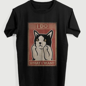 Kot, robię to, co chcę T-shirt Top Design Unisex Damski Męski T-shirt Retro Moda Vintage Koszulka S856