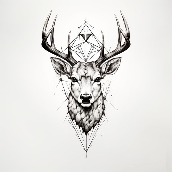 Wolf head and geometric shape tattoo - Tattoogrid.net