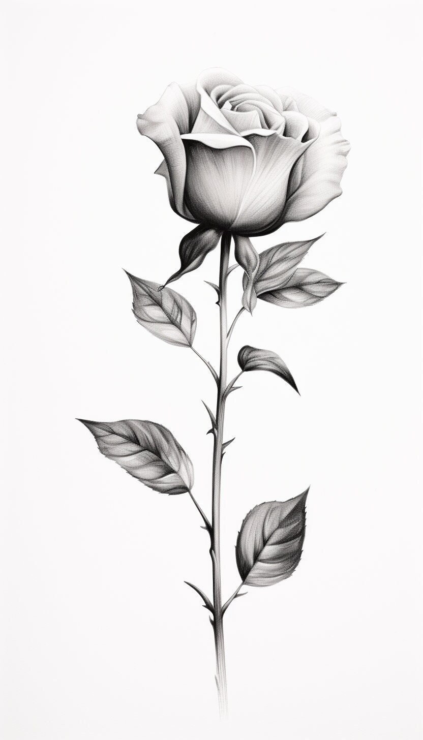 June Birth Flower Tattoo Black and White Rose Design Symbolic Floral