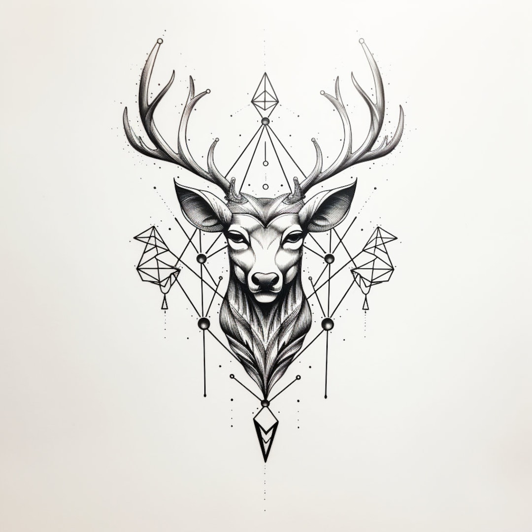 Tribal Deer Logo. Tattoo Design. Stencil Vector Illustration 16189155  Vector Art at Vecteezy