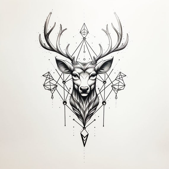 Geometric Deer Tattoo Design Ideas