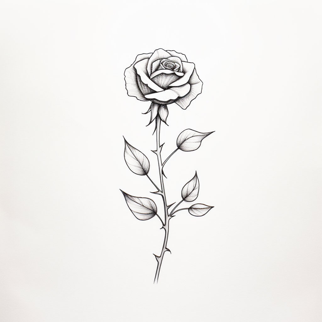 June Birth Flower Tattoo Black and White Rose Minimalist Design ...