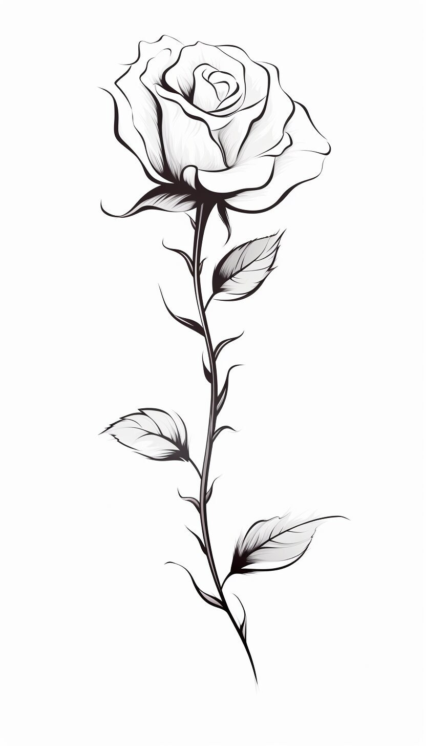 June Birth Flower Tattoo Black and White Rose Design Symbolic Floral ...
