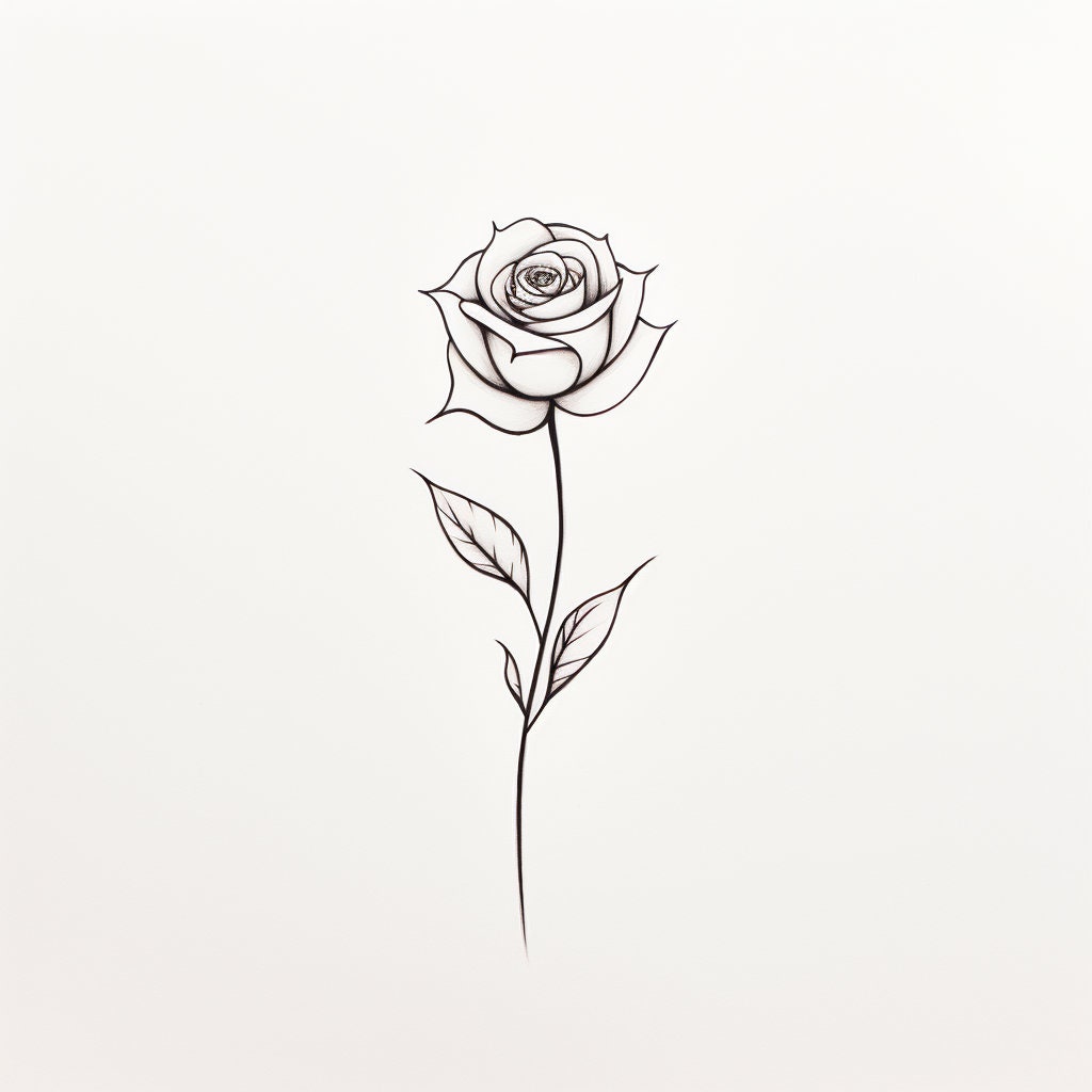 June Birth Flower Tattoo Black and White Rose Minimalist Design ...