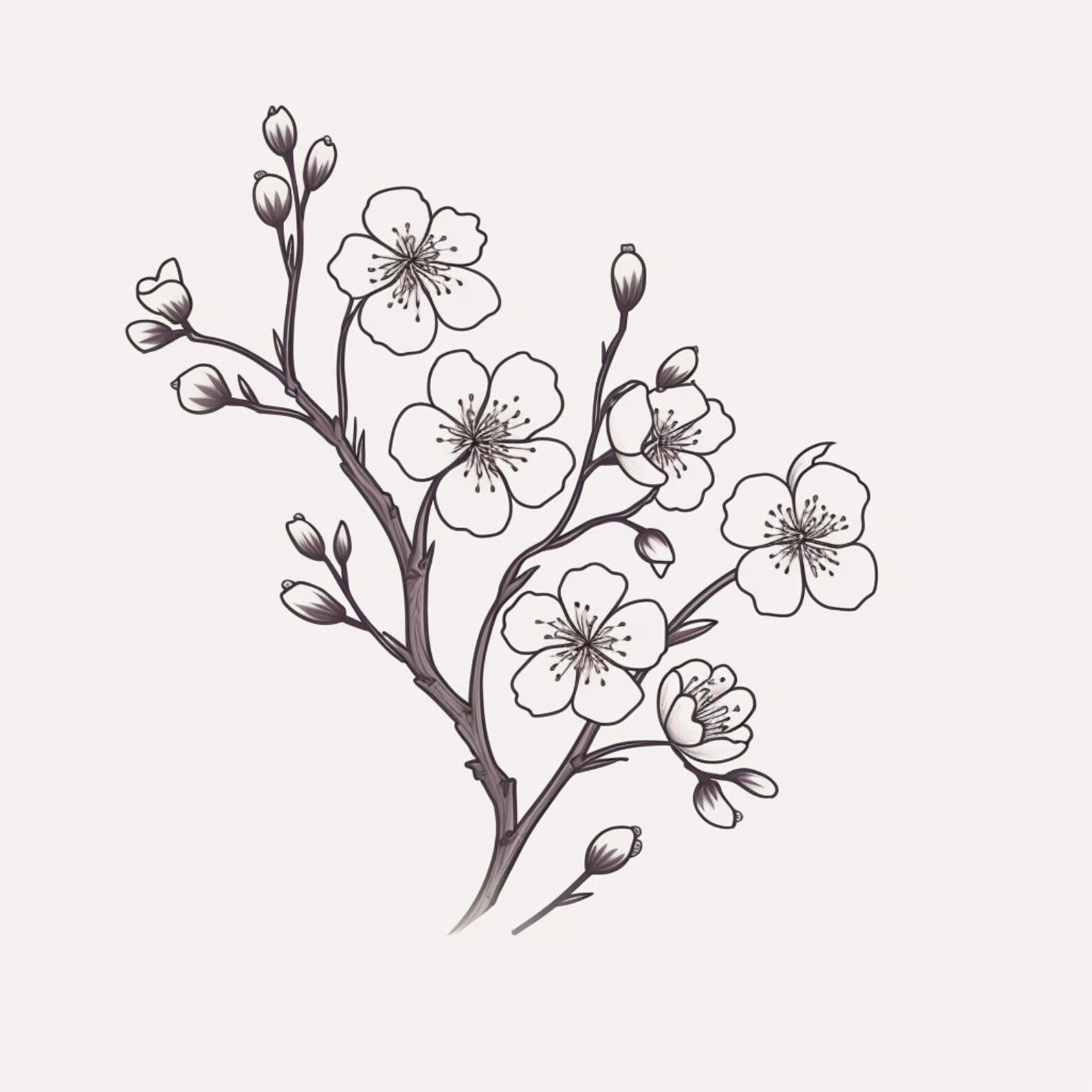 Cherry Blossom Tattoo Design Black and White (Download Now) - Etsy