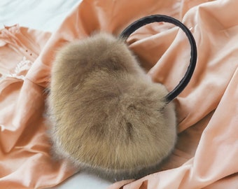 Fluffy Earmuffs Brown - Fluffy Earmuffs, Black Fur Earmuffs, Fox Fur Earmuffs, Faux Fur, Y2K Earmuffs, Earmuffs Women, Star Earmuffs y2k