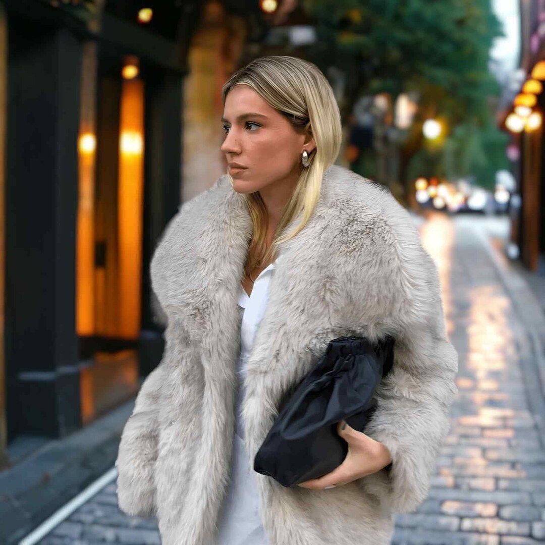 Fox Fur Coat Fur Coat Sable, Long Sweater Coat With Fur Collar ...