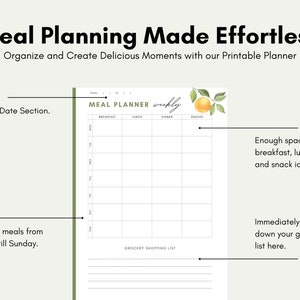 Orange Garden Meal Planner Bundle Digital, Printable Meal Planners and Grocery Lists A4 and US Letter Size image 2