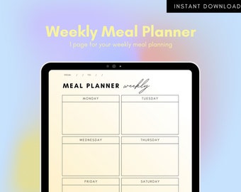 Pastel Dream Weekly Meal Planner - Digital, Printable Organizer for Efficient Food Prep - A4 and US Letter Size