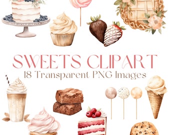 Watercolor Sweets Clipart: Dessert PNG Images (18 Transparent)