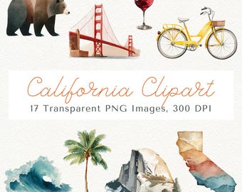California Clipart, West Coast Illustrations Clipart Bundle (Digital Download)
