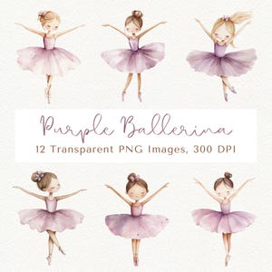Clipart ballerina, schattige ballerina, clipart ballet, ballet clipart, ballerina png, paarse ballerina, schattige ballerina, ballerina-illustraties, ballet png
