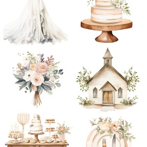 Wedding Timeline Clipart, Watercolor Wedding Clipart, Wedding PNG, Wedding Day Clipart, Clipart Wedding Elements, Wedding Cake Clipart image 4